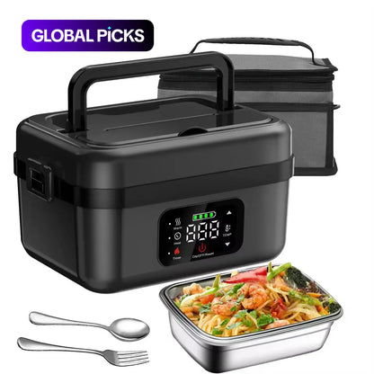 Cordless Self-Heating Electric Lunch Box – Rechargeable, 1L Portable Food Warmer with Timer