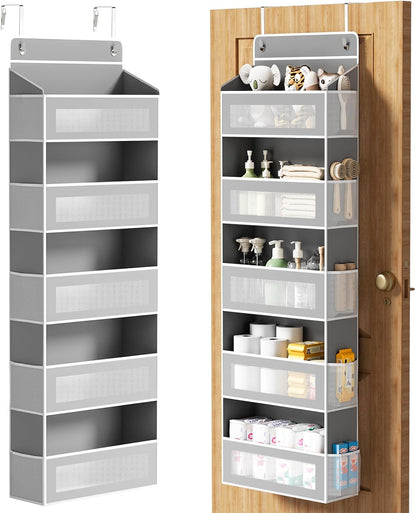 5-Tier Over-the-Door Organizer – 5 Large Baskets & 10 Side Pockets, 44-Lb Storage Capacity, Grey