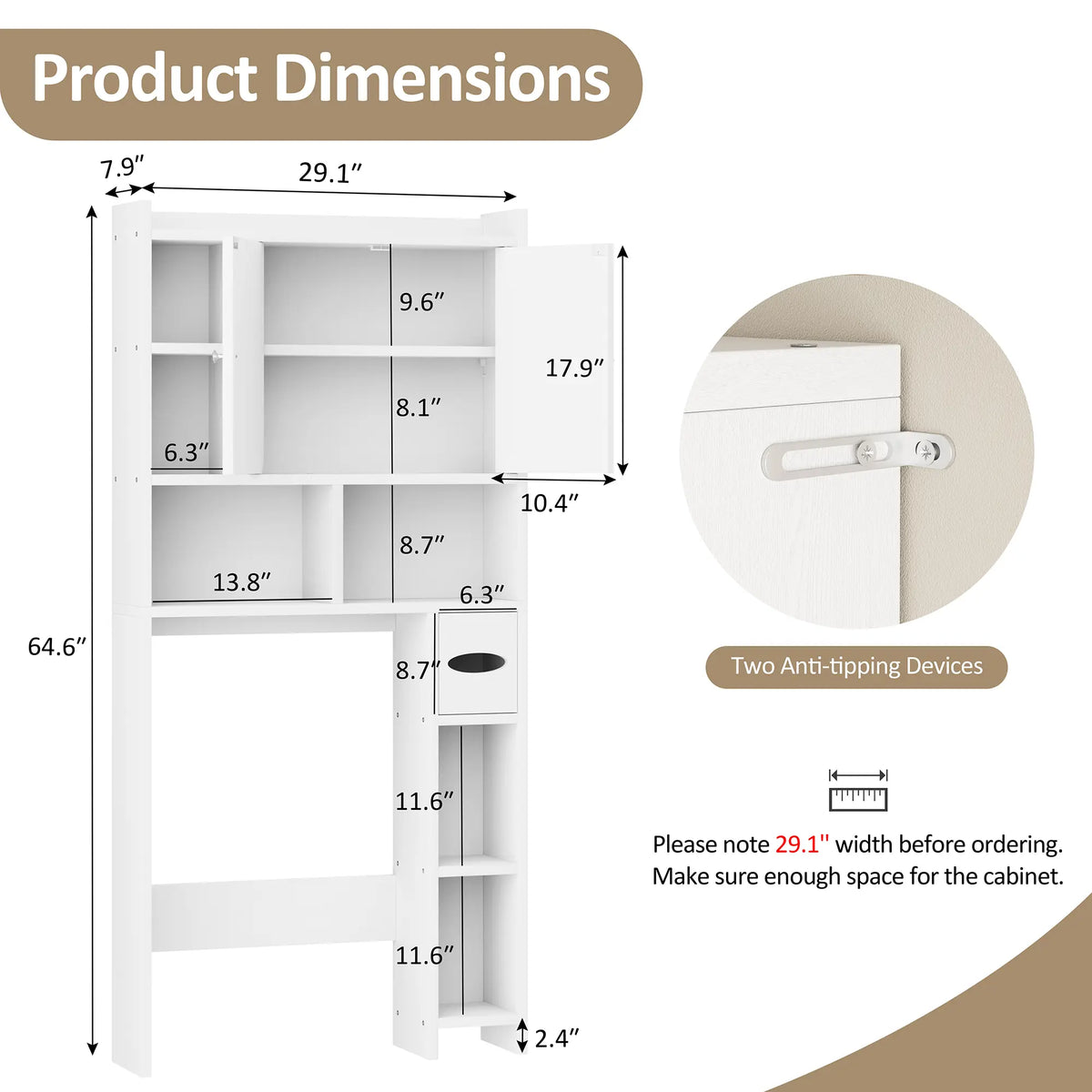 Walsunny Over-the-Toilet Storage Cabinet – Farmhouse Bathroom Organizer with Barn Doors