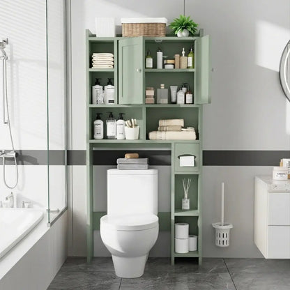 Walsunny Over-the-Toilet Storage Cabinet – Farmhouse Bathroom Organizer with Barn Doors