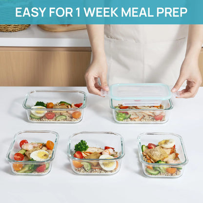 Vtopmart Glass Food Storage Containers – 2/18-Piece Set, Airtight & Leakproof Lids