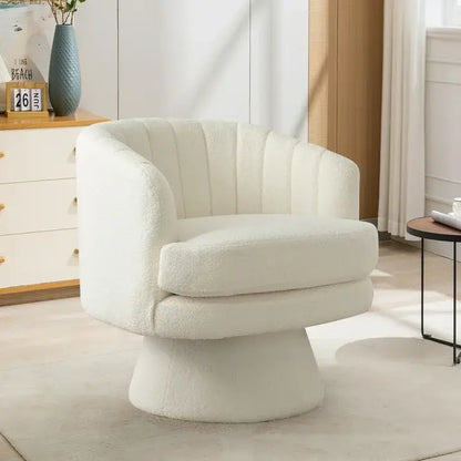 Ebello Lambswool Vanity Chair – 360° Swivel Round Accent Chair