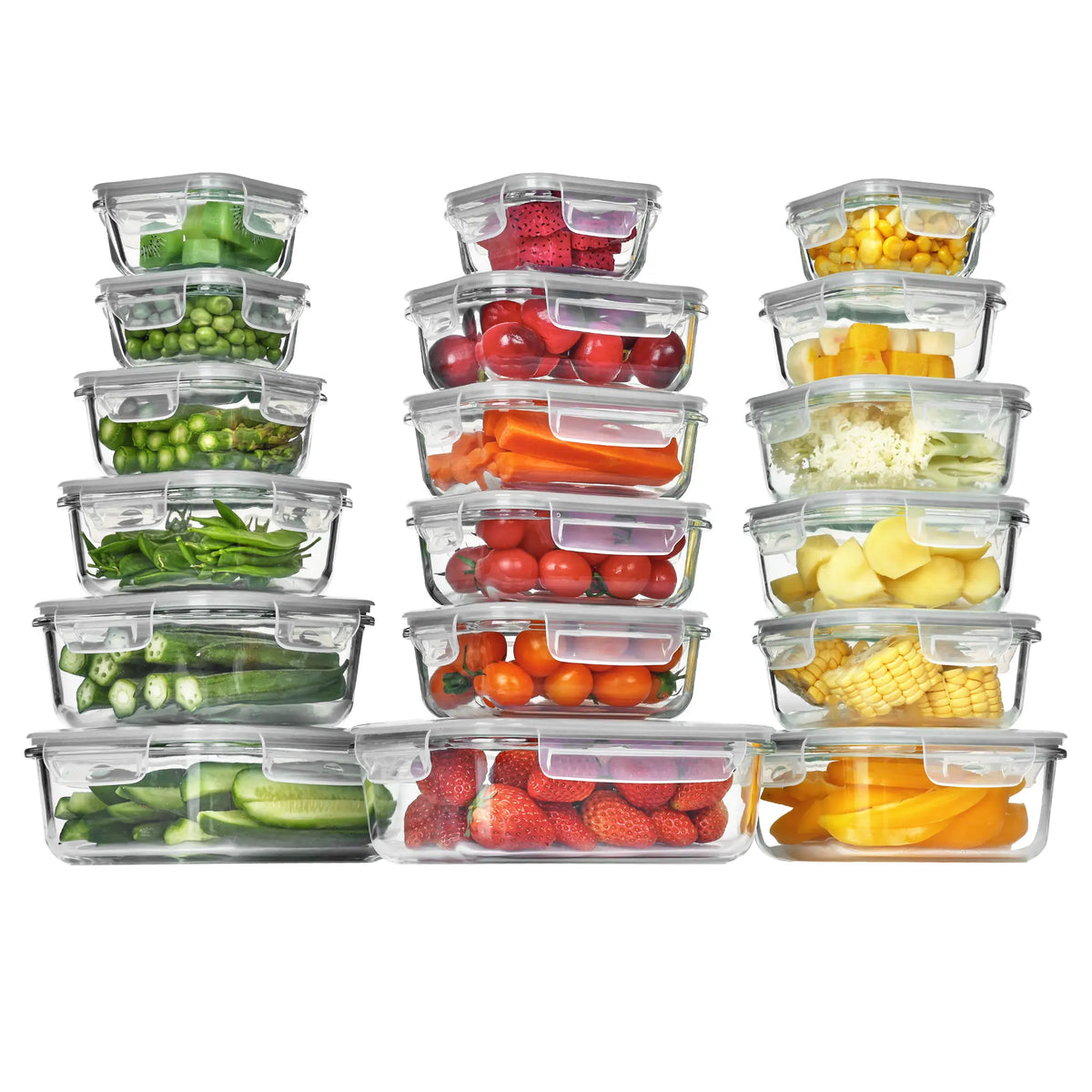 Vtopmart Glass Food Storage Containers – 2/18-Piece Set, Airtight & Leakproof Lids