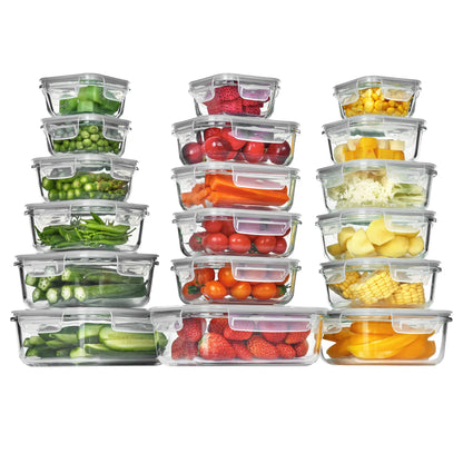 Vtopmart Glass Food Storage Containers – 2/18-Piece Set, Airtight & Leakproof Lids