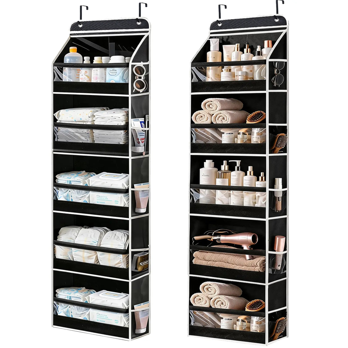 5-Tier Over-the-Door Organizer – 10 Large Pockets, 60-Lb Capacity, Space-Saving Storage