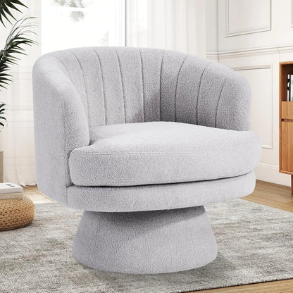 Ebello Lambswool Vanity Chair – 360° Swivel Round Accent Chair