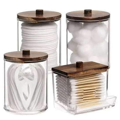 Clear Cotton Swab Storage Box – 2/3-Piece Set with Lids, Bathroom Organizer