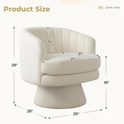 Ebello Lambswool Vanity Chair – 360° Swivel Round Accent Chair