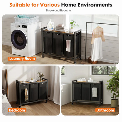 Sweetcrispy Rolling Laundry Hamper – Removable Bag, Freestanding Clothes Organizer with Wheels