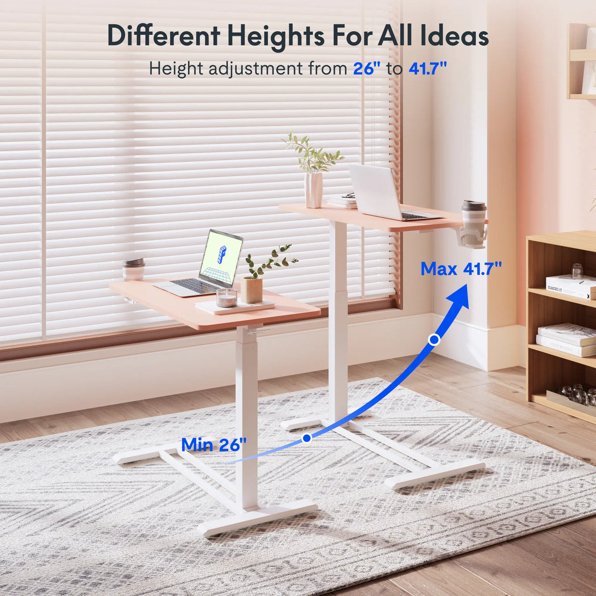 H7 Adjustable Bedside Table with Wheels – Mobile Height-Adjustable Laptop & Work Desk
