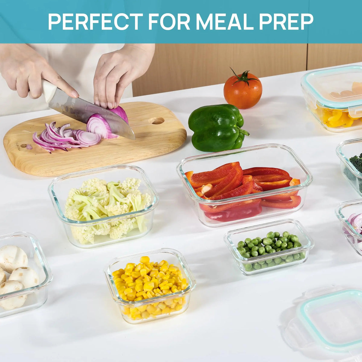 Vtopmart Glass Food Storage Containers – 2/18-Piece Set, Airtight & Leakproof Lids