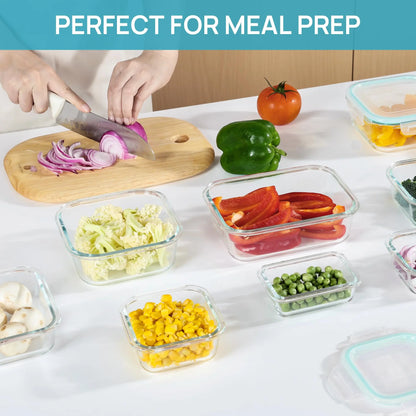 Vtopmart Glass Food Storage Containers – 2/18-Piece Set, Airtight & Leakproof Lids