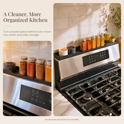 TEO 30" Silicone Magnetic Stove Top Shelf – Over-the-Stove Spice Rack & Kitchen Organizer