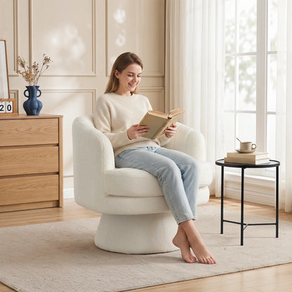 Ebello Lambswool Vanity Chair – 360° Swivel Round Accent Chair