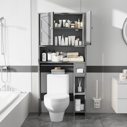 Walsunny Over-the-Toilet Storage Cabinet – Farmhouse Bathroom Organizer with Barn Doors