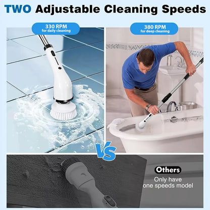 Cordless Electric Spin Scrubber – USB-C Rechargeable, 2-Speed, IPX7 Waterproof & 4 Replaceable Heads