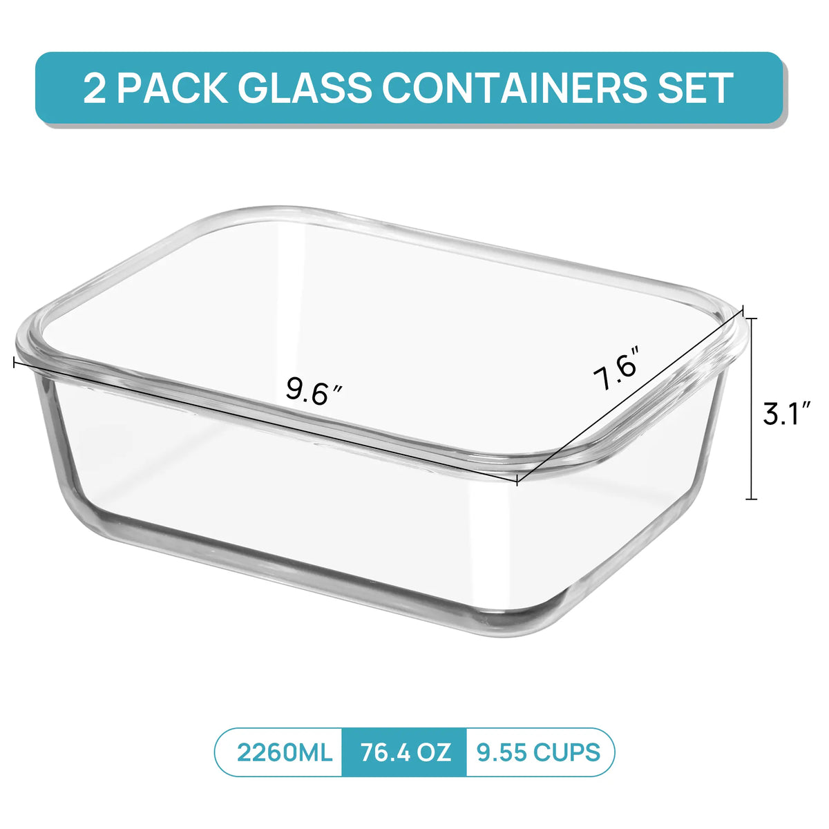 Vtopmart Glass Food Storage Containers – 2/18-Piece Set, Airtight & Leakproof Lids