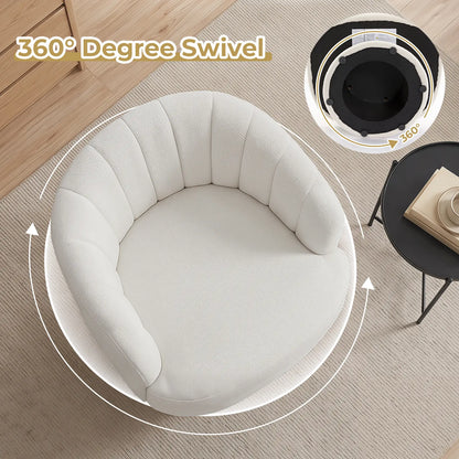 Ebello Lambswool Vanity Chair – 360° Swivel Round Accent Chair