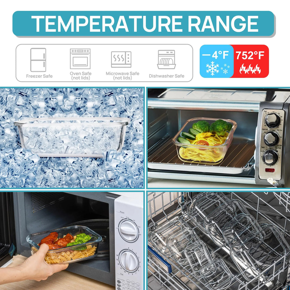 Vtopmart Glass Food Storage Containers – 2/18-Piece Set, Airtight & Leakproof Lids